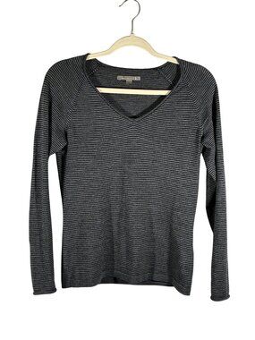 Smartwool Womens V-Neck Long Sleeve Striped Merino Wool Blend Sweater Size S